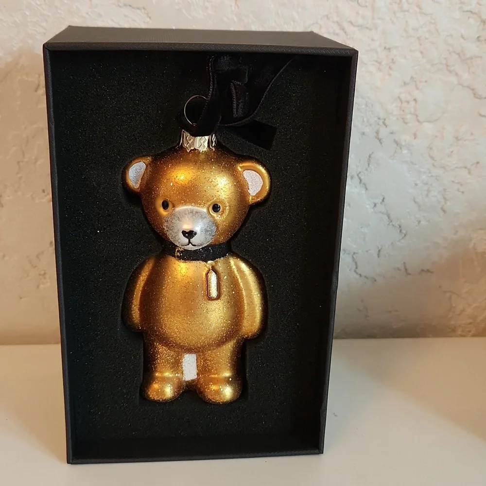 Coach Metallic Gold Color Bear Christmas Ornament